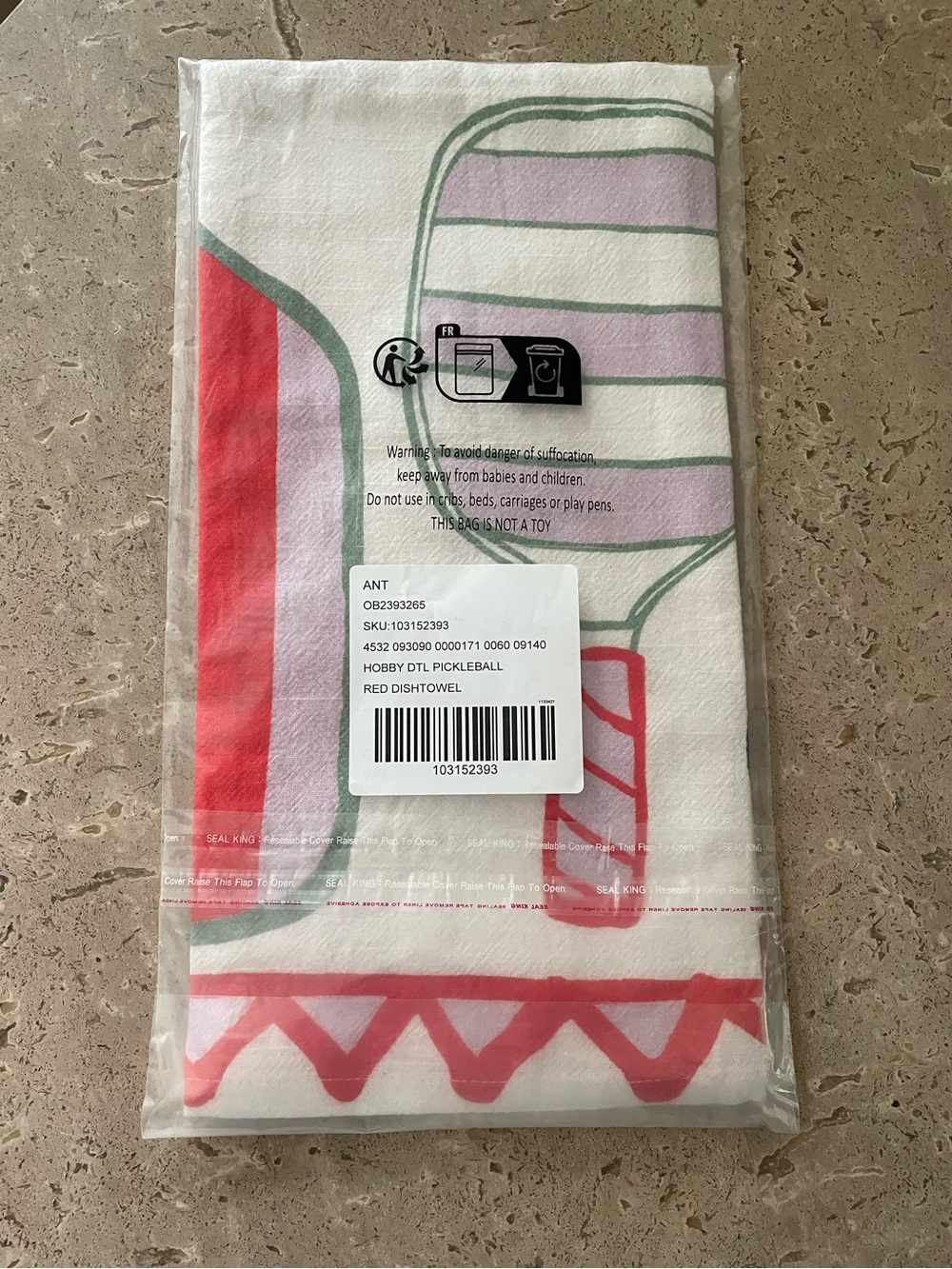 New! NWT Anthropologie Amuse La Bouche Hobby Tea Towel in Pickleball. - Picture 3 of 4